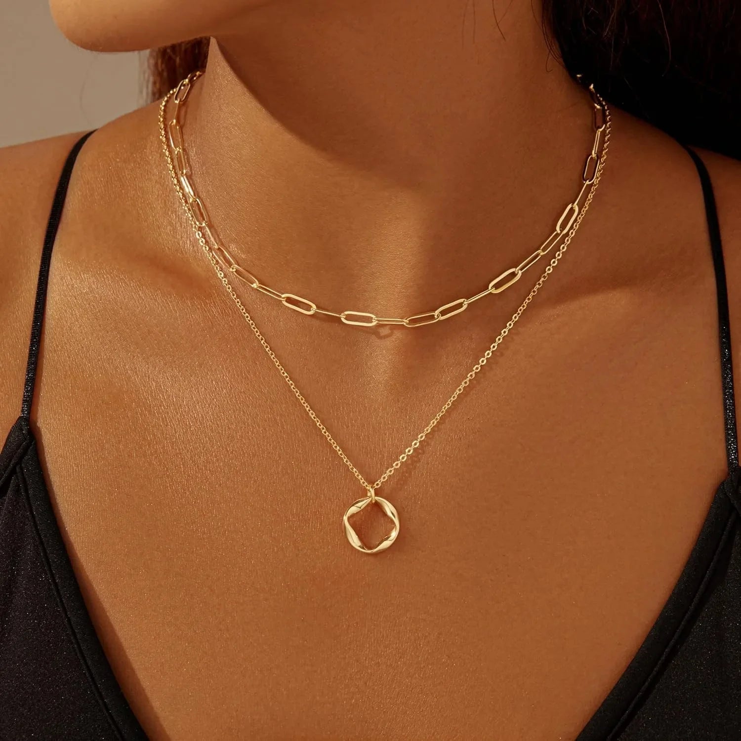 Gestapelte Gold- und Silberhalsketten für Frauen Shop Nory