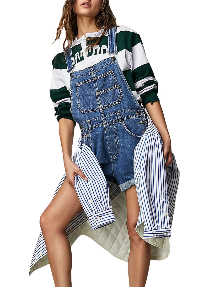 Ärmelloses Denim Overall Jumpsuit für Frauen
