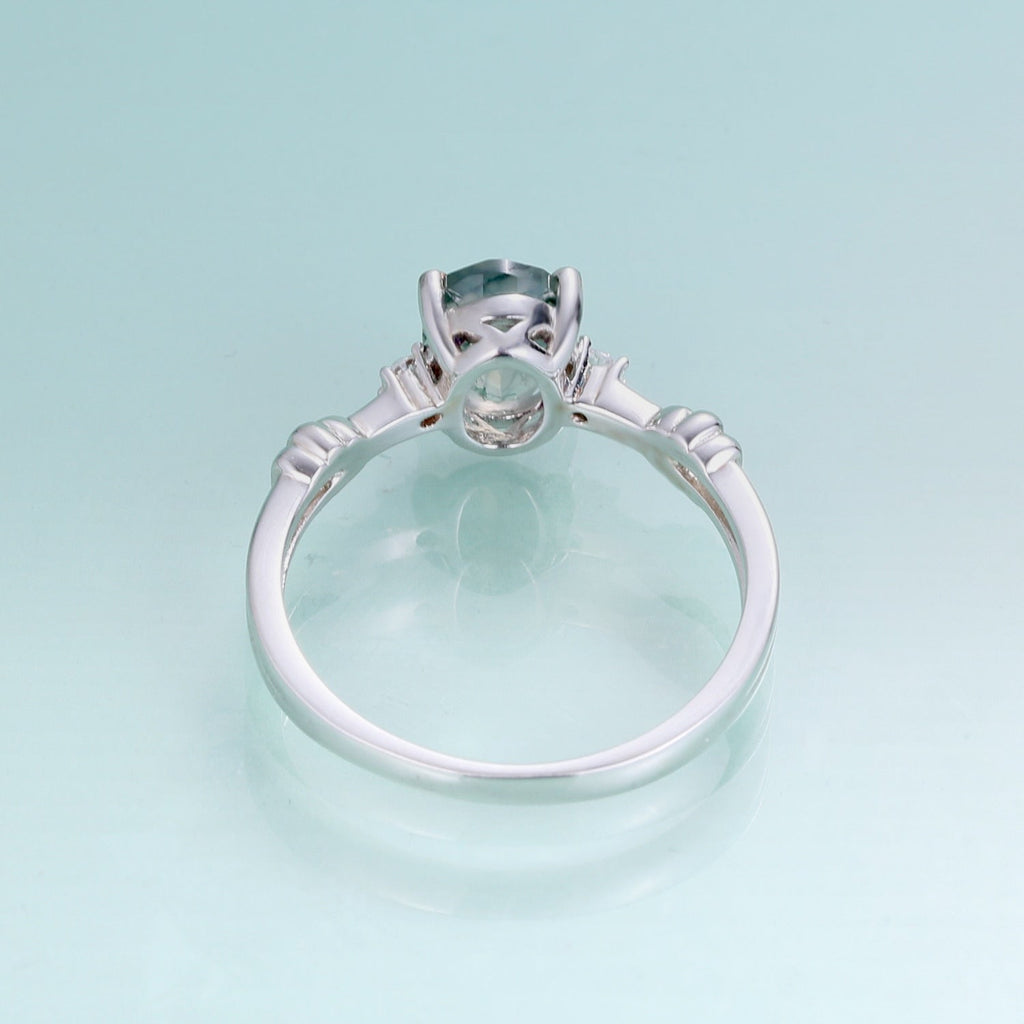 Von der Natur inspirierter Moosachat-Verlobungsring in Silber | Shop Nory