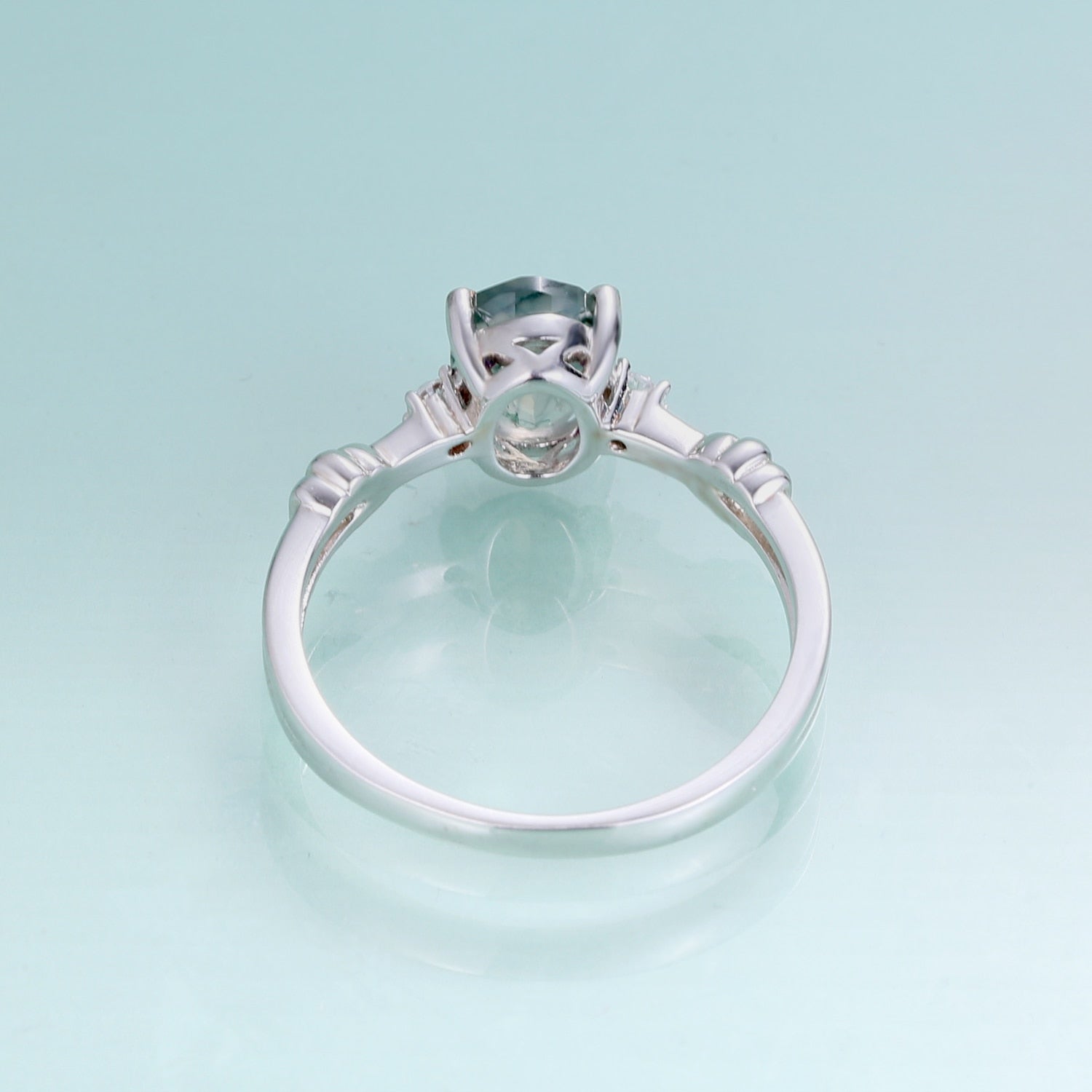 Von der Natur inspirierter Moosachat-Verlobungsring in Silber | Shop Nory