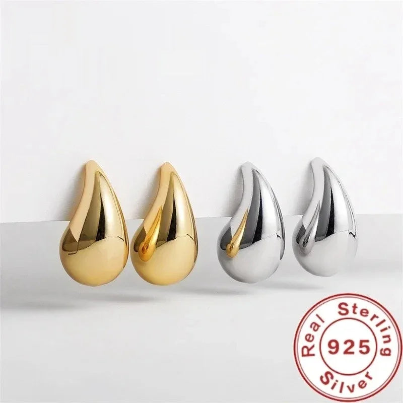 925 Sterling Silber 18K Gold Plattierte Chunky Kuppel Tropfen Ohrringe für Frauen Shop Nory