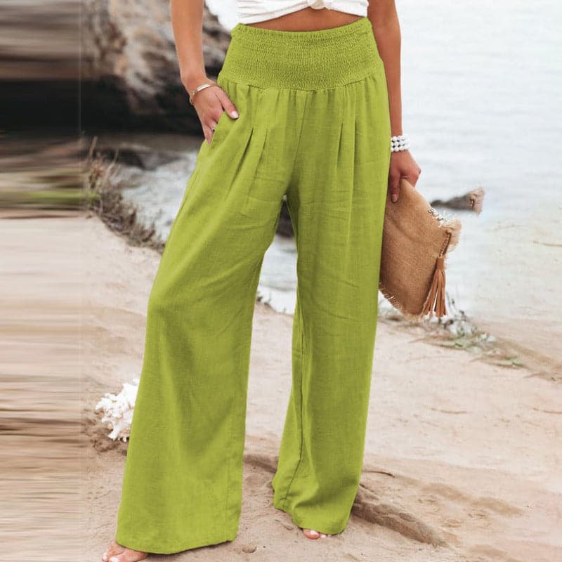 Shopnory | Lässige Weite Leinenhose für Frauen