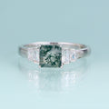 Moosachat-Ringband-Baguette-Ring in Silber | Shop Nory
