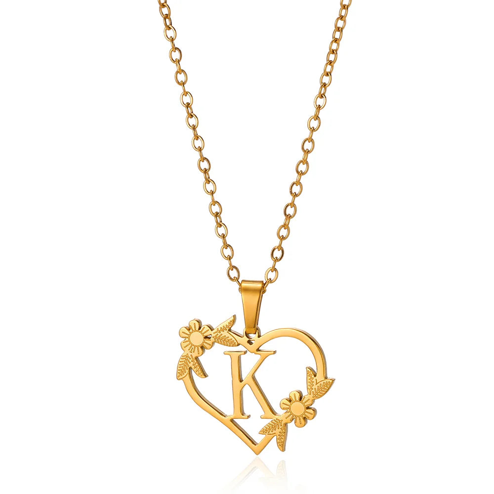 Herz-Initial-Halskette – A–Z Alphabet-Anhänger aus goldfarbenem Edelstahl Shop Nory