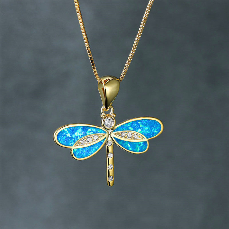 Libelle Halskette in Gold mit Opal | Shop Nory