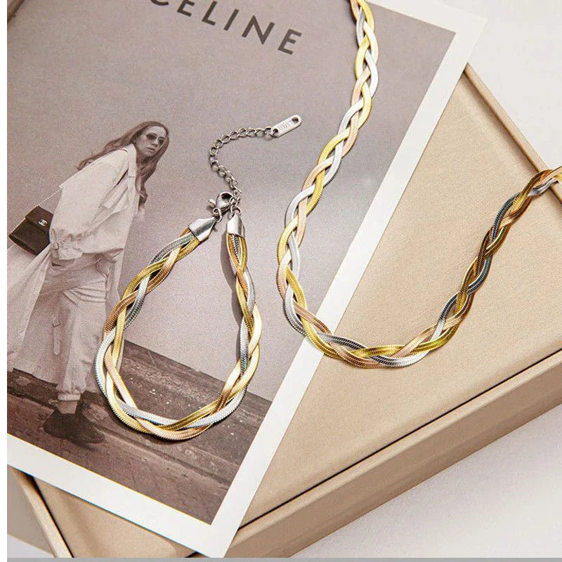 Elegantes Titanstahl Armband-Halsketten-Set | Shop Nory