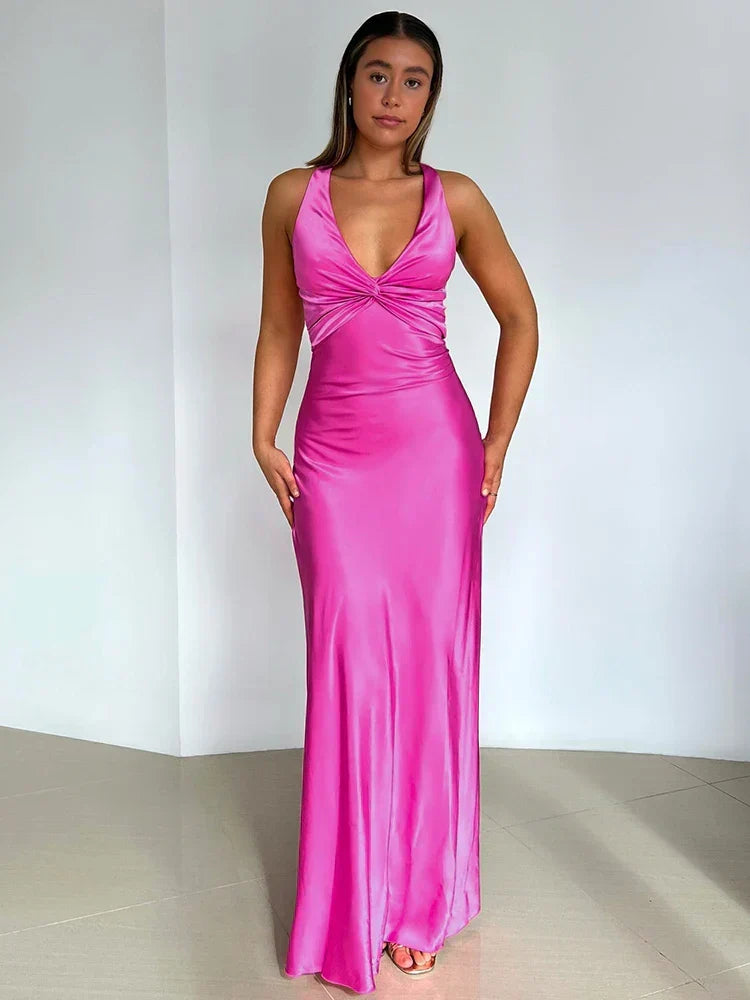 Schleife Rückenfrei Abend Maxi Kleid