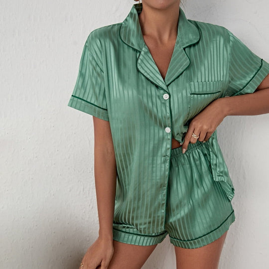 Satin Pyjama Set Für Damen Hausanzug