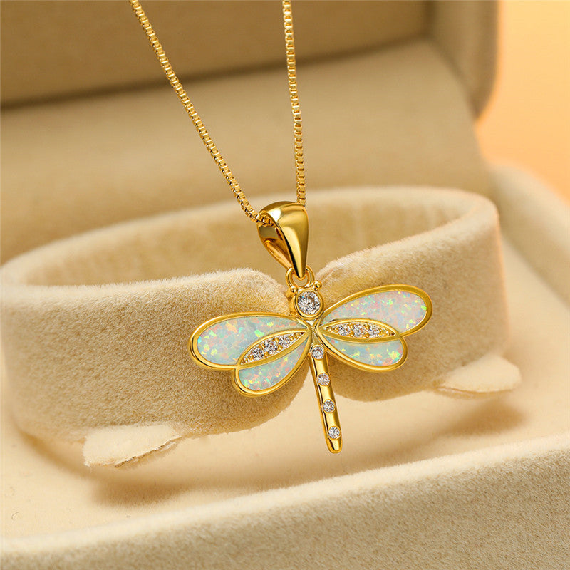 Libelle Halskette in Gold mit Opal | Shop Nory