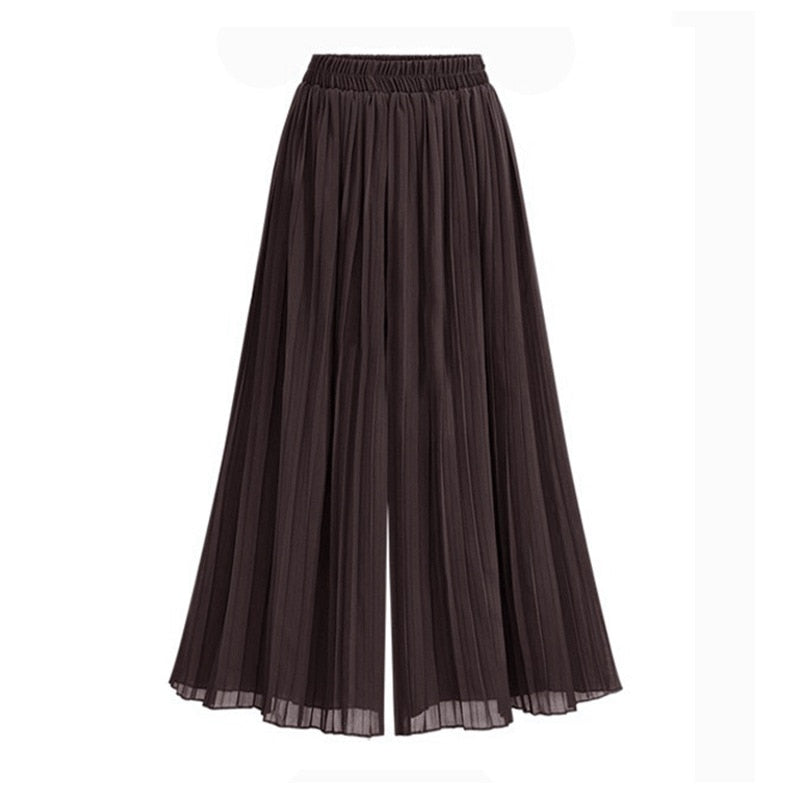 Damenhose mit weitem Bein und Mesh-Detail