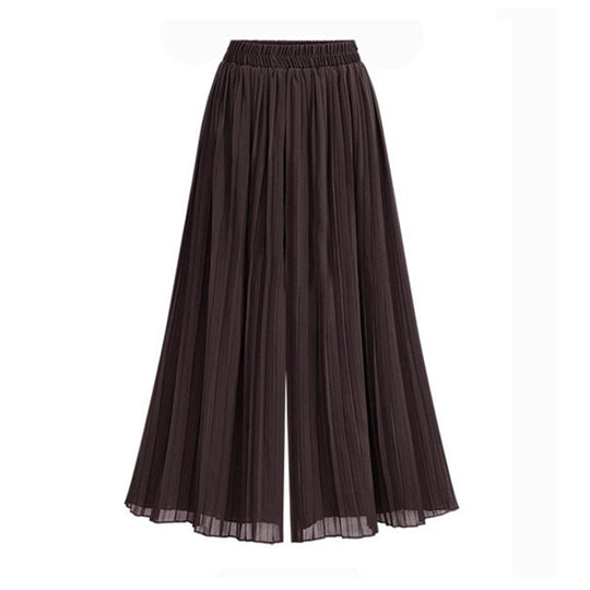 Damenhose mit weitem Bein und Mesh-Detail