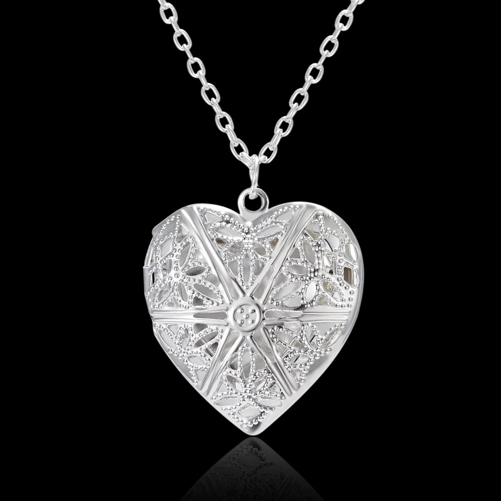 Damen Sterling Silber Herz Parfümspender Foto Locket Anhänger & Kette | Shop Nory