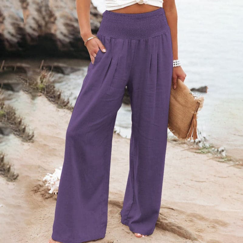Shopnory | Lässige Weite Leinenhose für Frauen