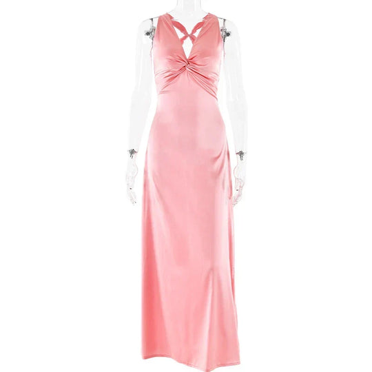 Schleife Rückenfrei Abend Maxi Kleid