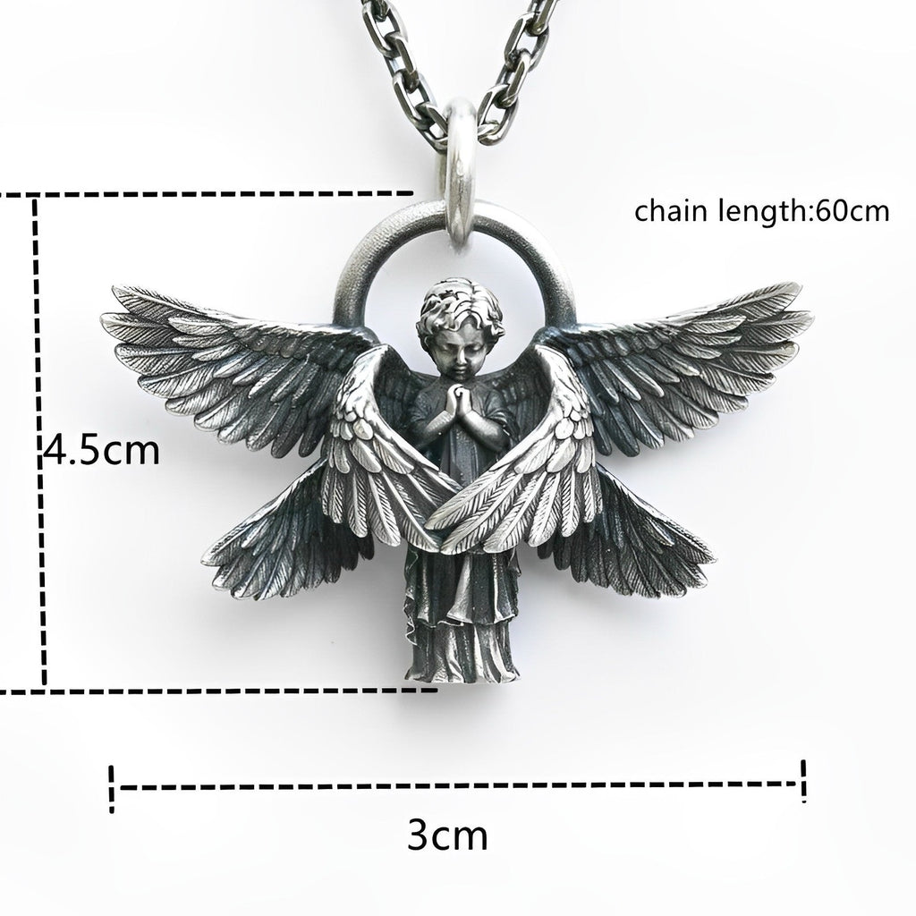 Klassisches Hochwertiges Engel Gebet Unisex Anhänger Mit Kette | Shop Nory