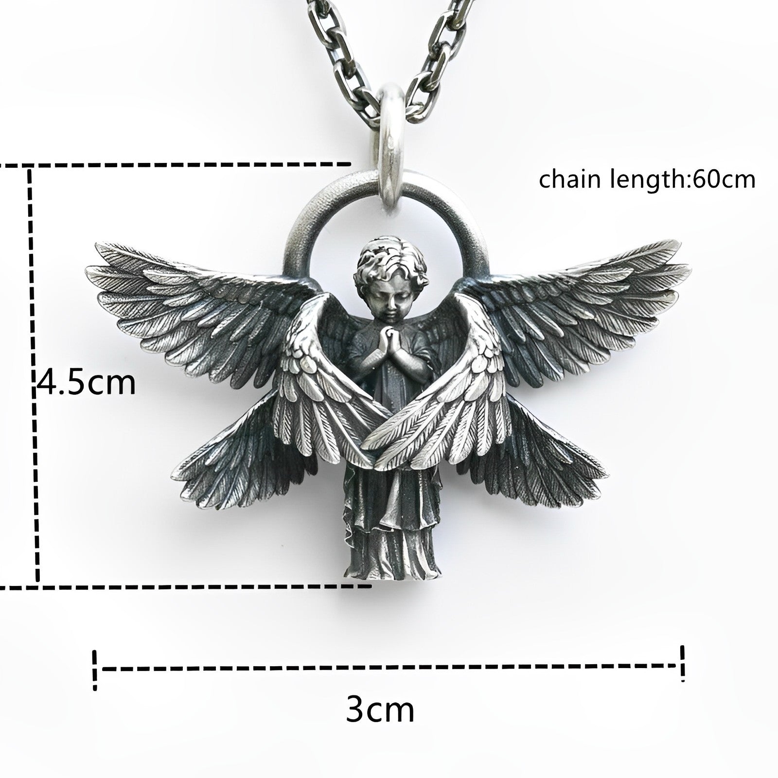 Klassisches Hochwertiges Engel Gebet Unisex Anhänger Mit Kette | Shop Nory