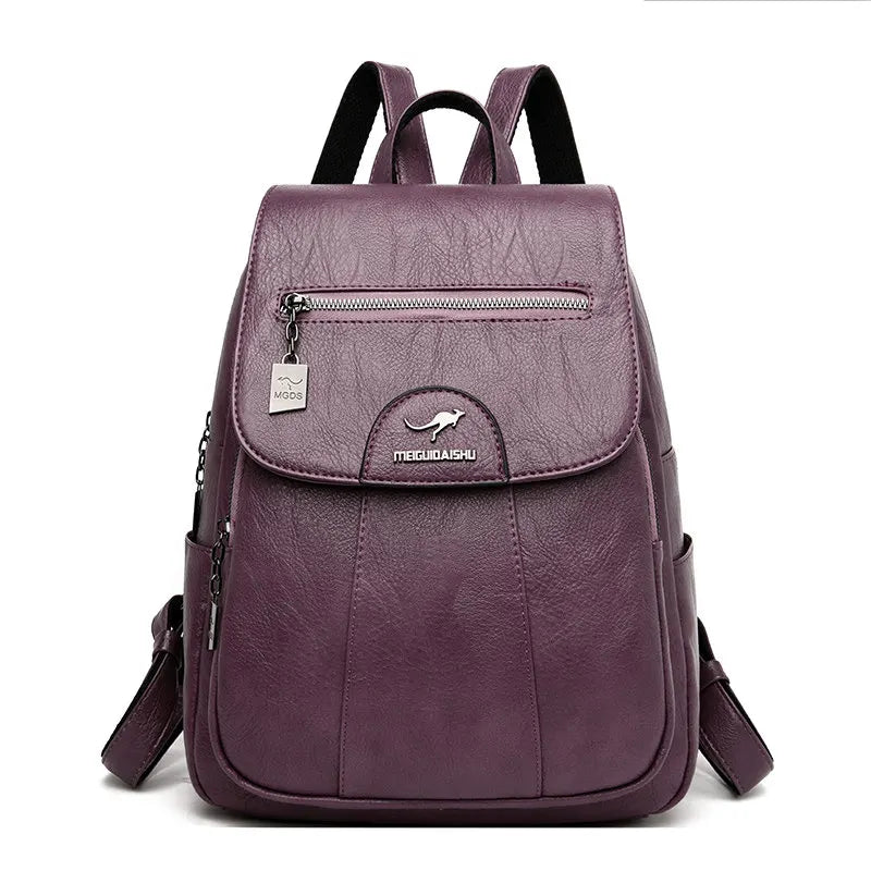 Großer Leder Rucksack mit DiShopnorystahlschutz für Damen