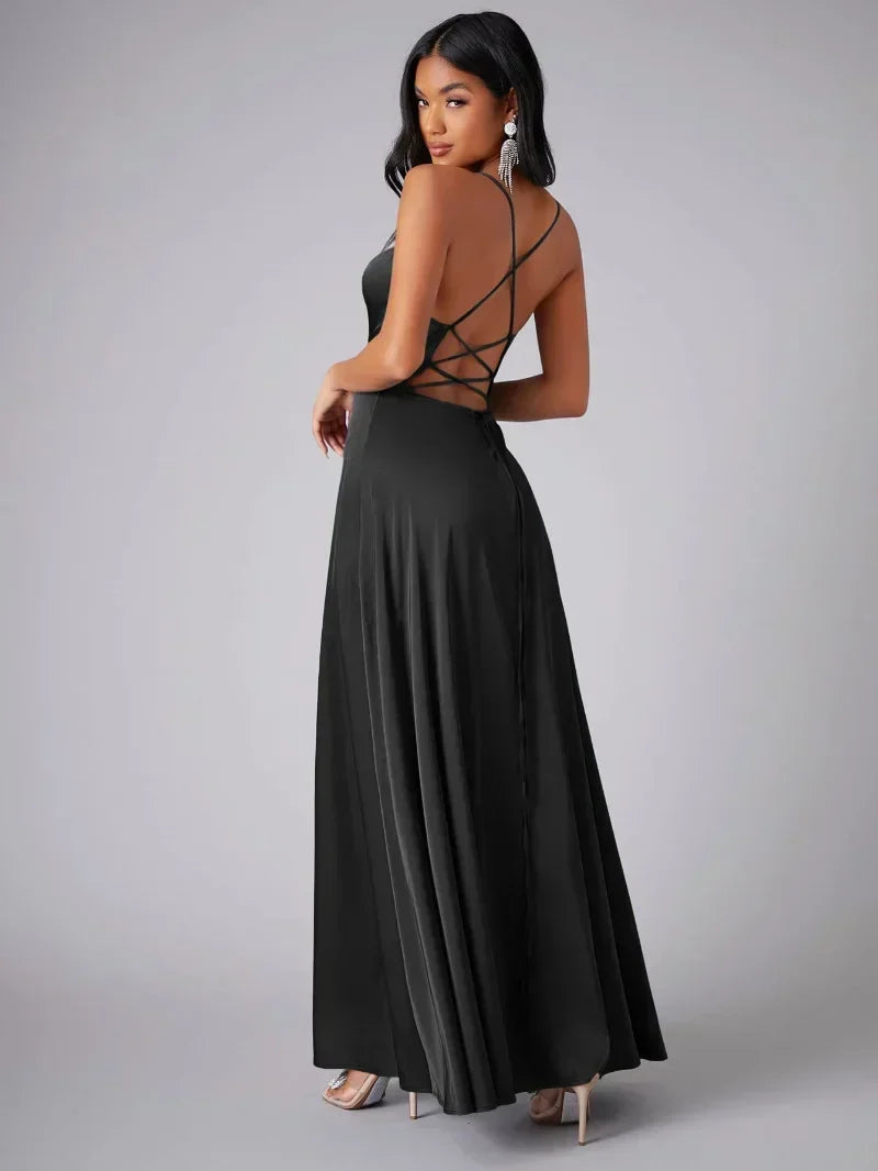 Seiden-Maxikleid mit Geflochtenem Rücken Kleid Dich für Formelle Anlässe Lucette
