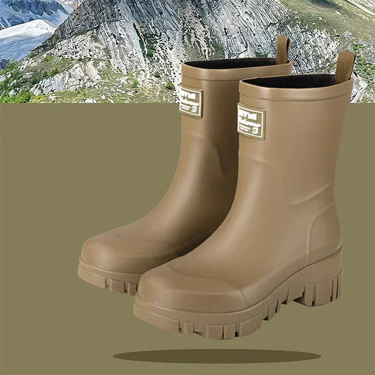 Damen Chelsea wasserdichte Stiefel mit Blockabsatz & gemusterter Sohle