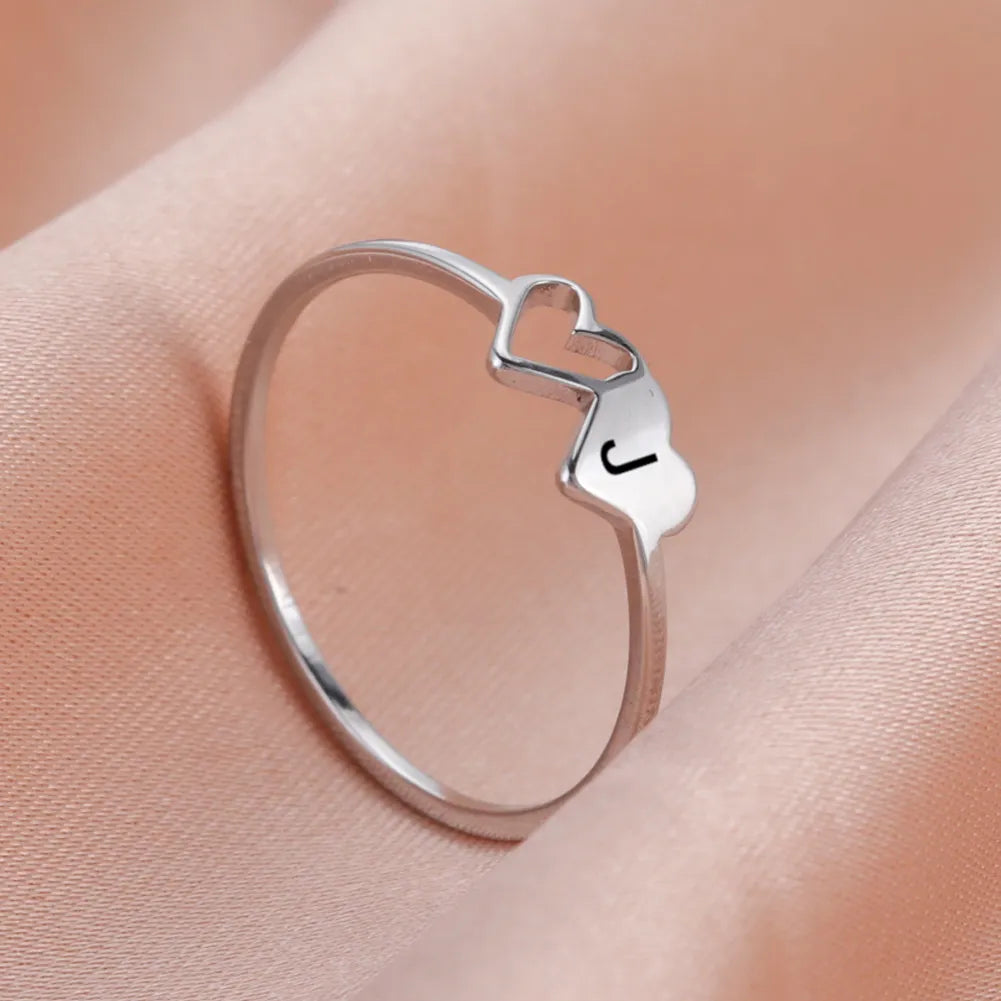 Doppelt-Herz-Initialenbuchstabenring | Shop Nory