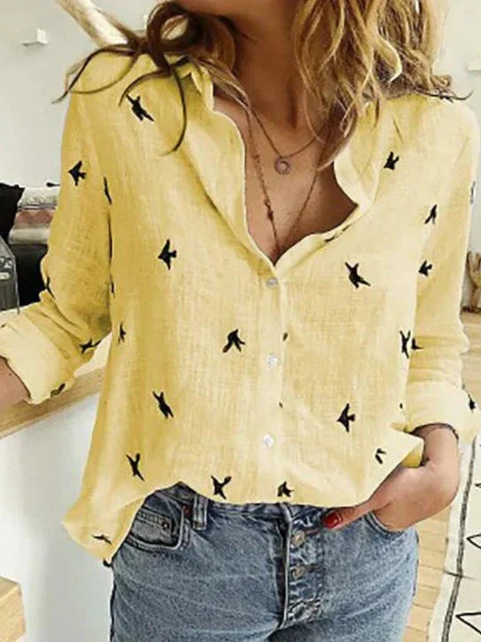 Elegantes, lässiges Damenshirt mit langen Ärmeln aus Baumwolle