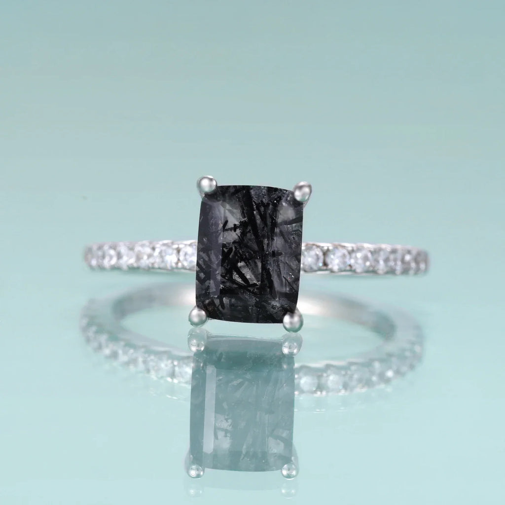 Rutilquarz-Ring aus Sterlingsilber im Smaragdschliff | Shop Nory