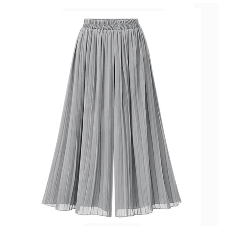 Damenhose mit weitem Bein und Mesh-Detail