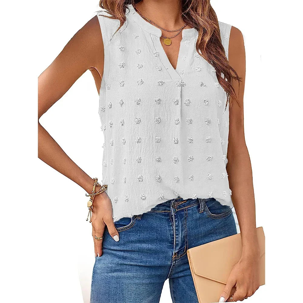 Shopnory | Damen Tops Sommer Tank Top für Frauen Ohne Ärmel Blusen Frühling Korsett V-Ausschnitt Schöne Legere T-Shirts