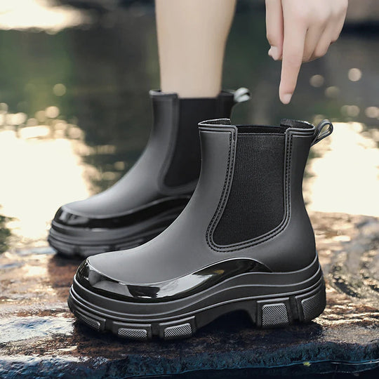 Gummistiefel Wasserdicht Kurz Knöchel Slip on mit Grip Sohle