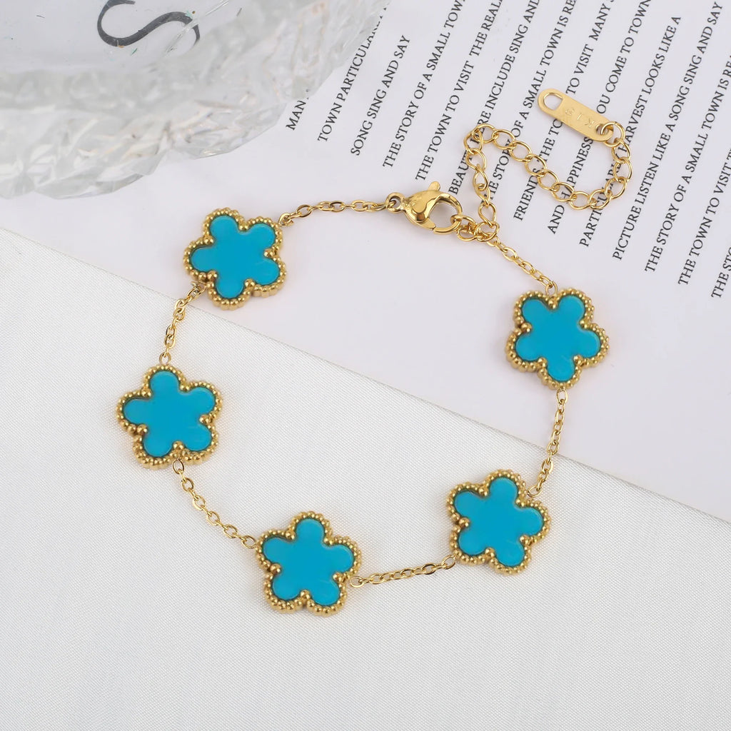 Klassisches Edelstahl Fünf-Blumen-Armband für Damen Shop Nory