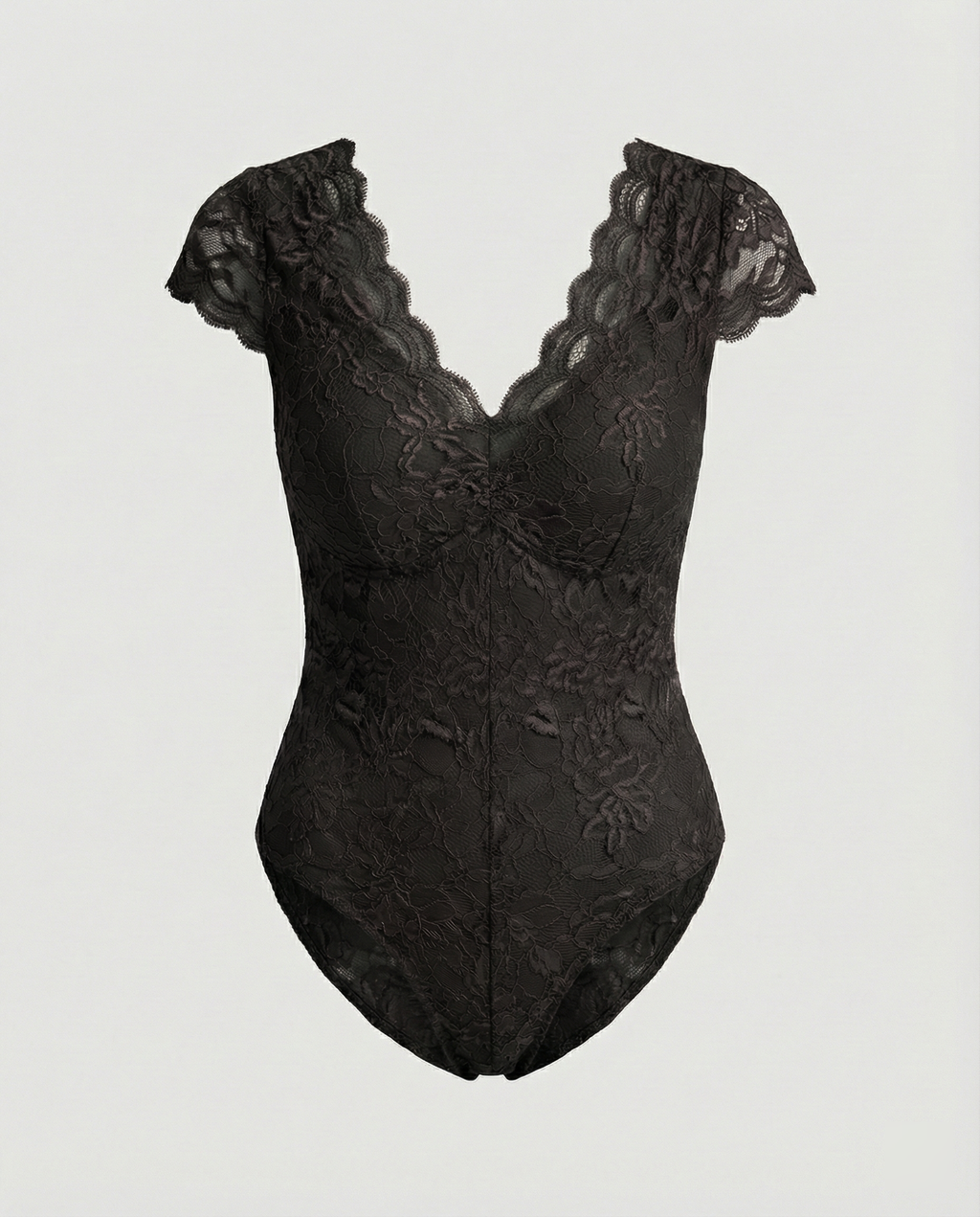 Sophia - Figurbetonte Kurzarm-Bodysuits mit V-Ausschnitt und Spitze