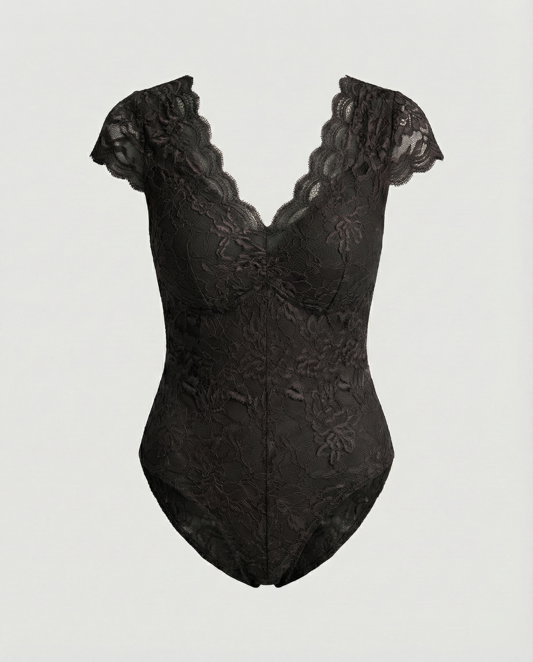 Sophia - Figurbetonte Kurzarm-Bodysuits mit V-Ausschnitt und Spitze