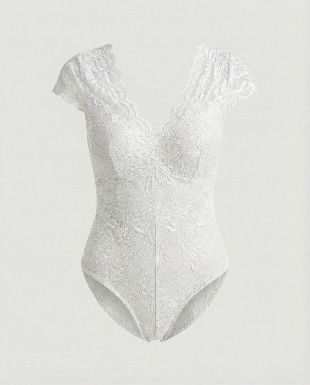 Sophia - Figurbetonte Kurzarm-Bodysuits mit V-Ausschnitt und Spitze