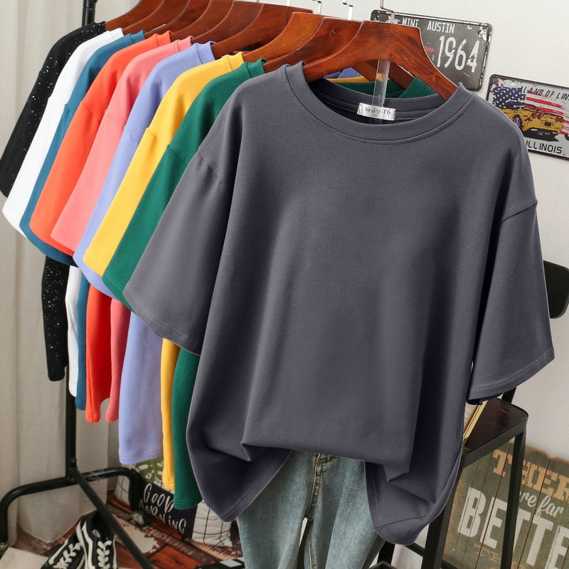 ShopNory | Oversized Baumwoll-Basic-T-Shirt für Damen
