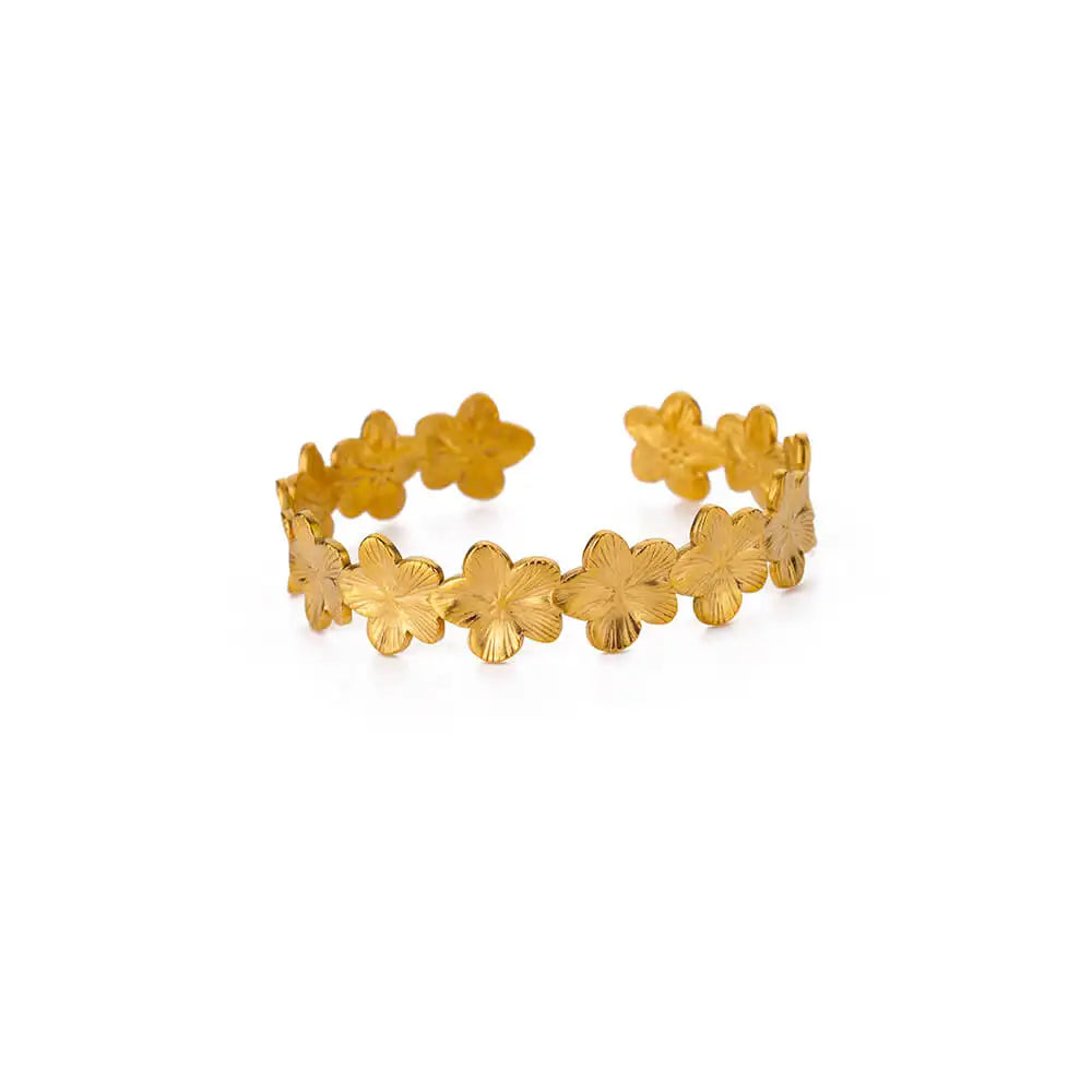 Vintage Floral Armreif – Goldfarbiger Edelstahl-Bangle für Frauen Shop Nory