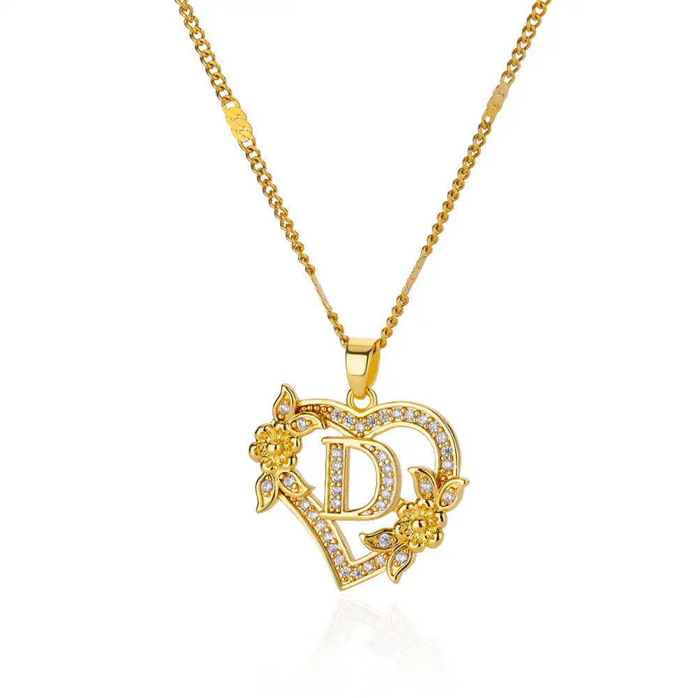 Herz-Initial-Halskette – A–Z Alphabet-Anhänger aus goldfarbenem Edelstahl Shop Nory