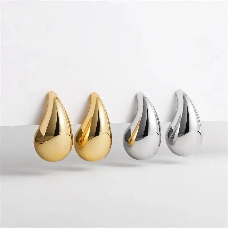 925 Sterling Silber 18K Gold Plattierte Chunky Kuppel Tropfen Ohrringe für Frauen Shop Nory