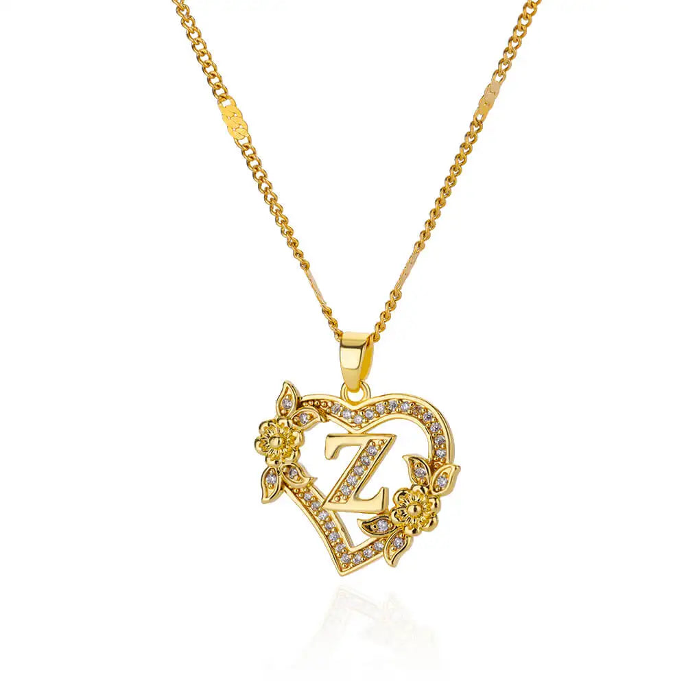 Herz-Initial-Halskette – A–Z Alphabet-Anhänger aus goldfarbenem Edelstahl Shop Nory