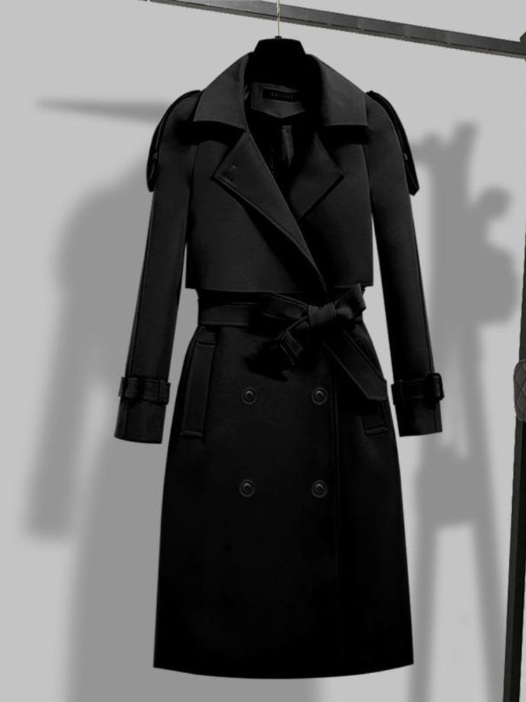 Eleganter langer Trenchcoat - Doppelt gefüttert & mit Gürtel