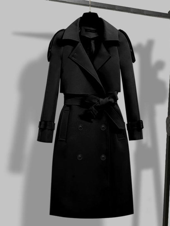 Eleganter langer Trenchcoat - Doppelt gefüttert & mit Gürtel