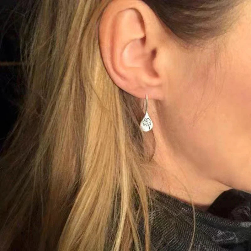 Damen 925 Sterling Silber Blume Löwenzahnform Haken Ohrringe | Shop Nory