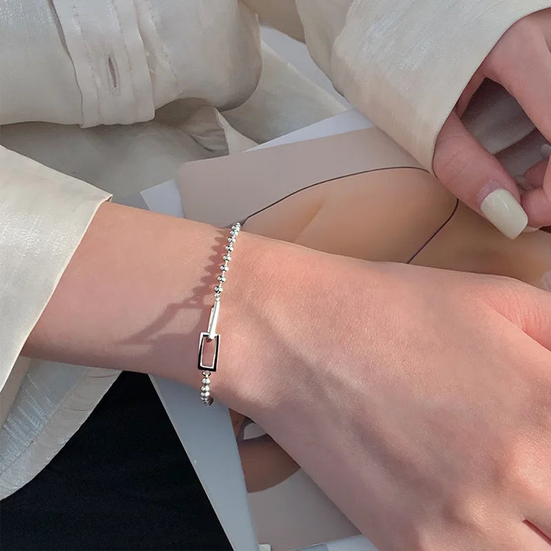 Silber geometrische quadratische Perlenarmband für Damen | Shop Nory