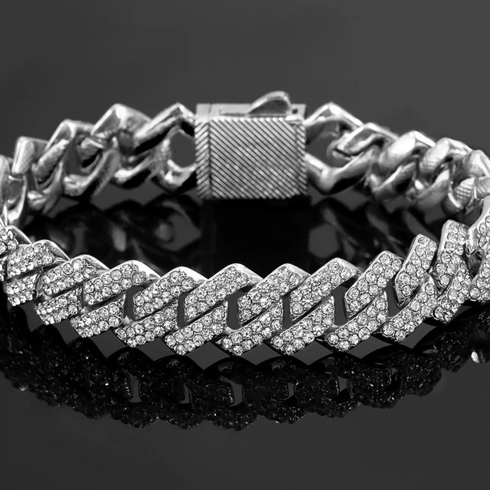 Gold Cuban Link Kette – 2-reihige Strass-Prong-Halskette für Männer & Frauen Shop Nory