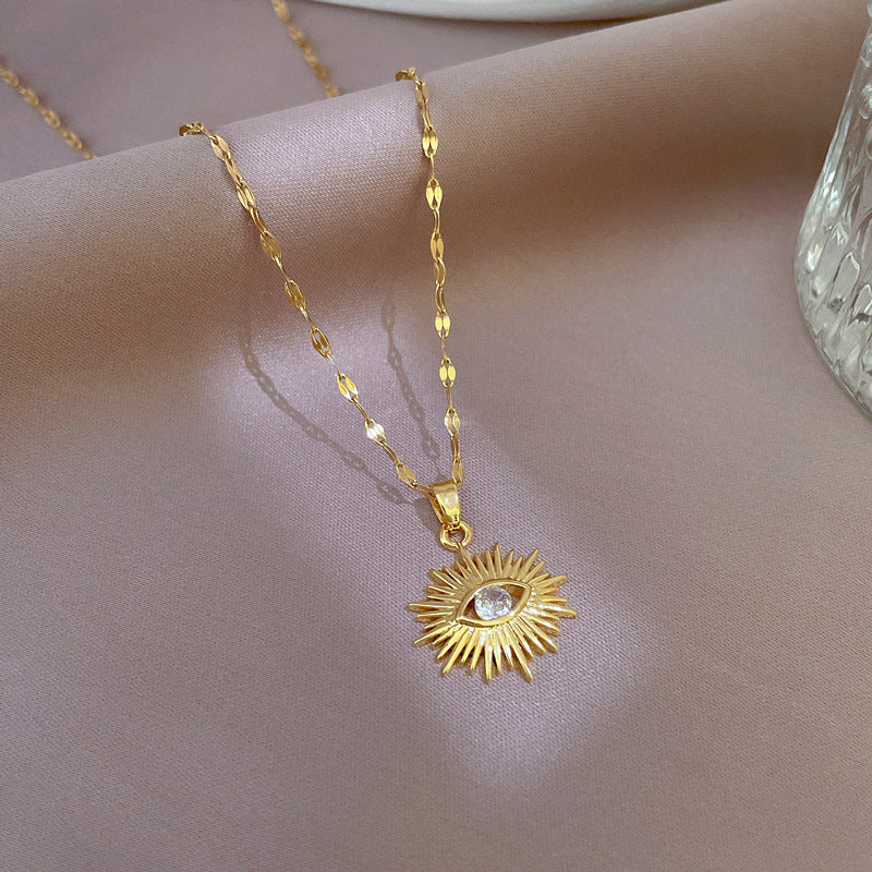 Unisex Gold Plated Sun Splash Crystal Eye Anhänger Kette Halskette | Shop Nory