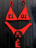 Sexy Goth Bikini Frauen Buchstaben Totenkopf Druck Badeanzug Split Badeanzug Hohe Taille Gotische Bikini Set Strandoutfits