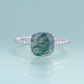 Ring aus natürlichem Moosachat in quadratischer Form in Silber | Shop Nory
