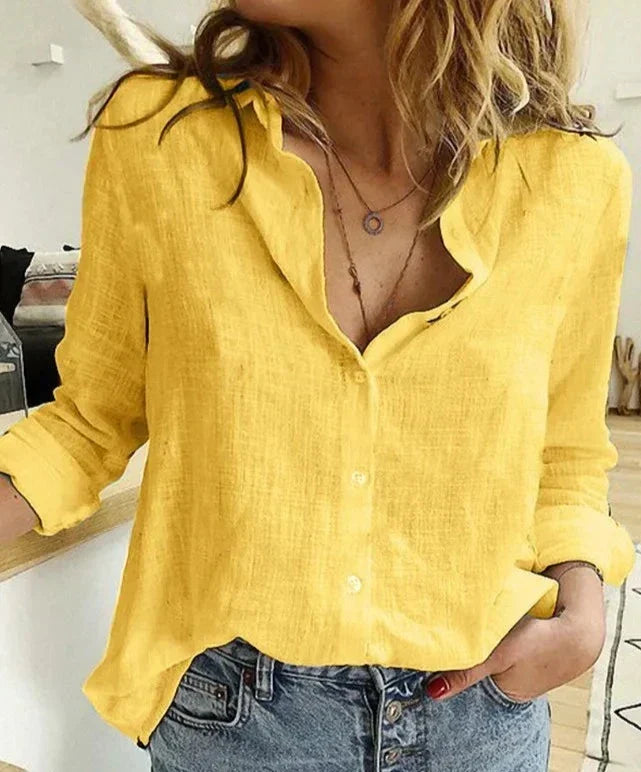 Elegantes, lässiges Damenshirt mit langen Ärmeln aus Baumwolle