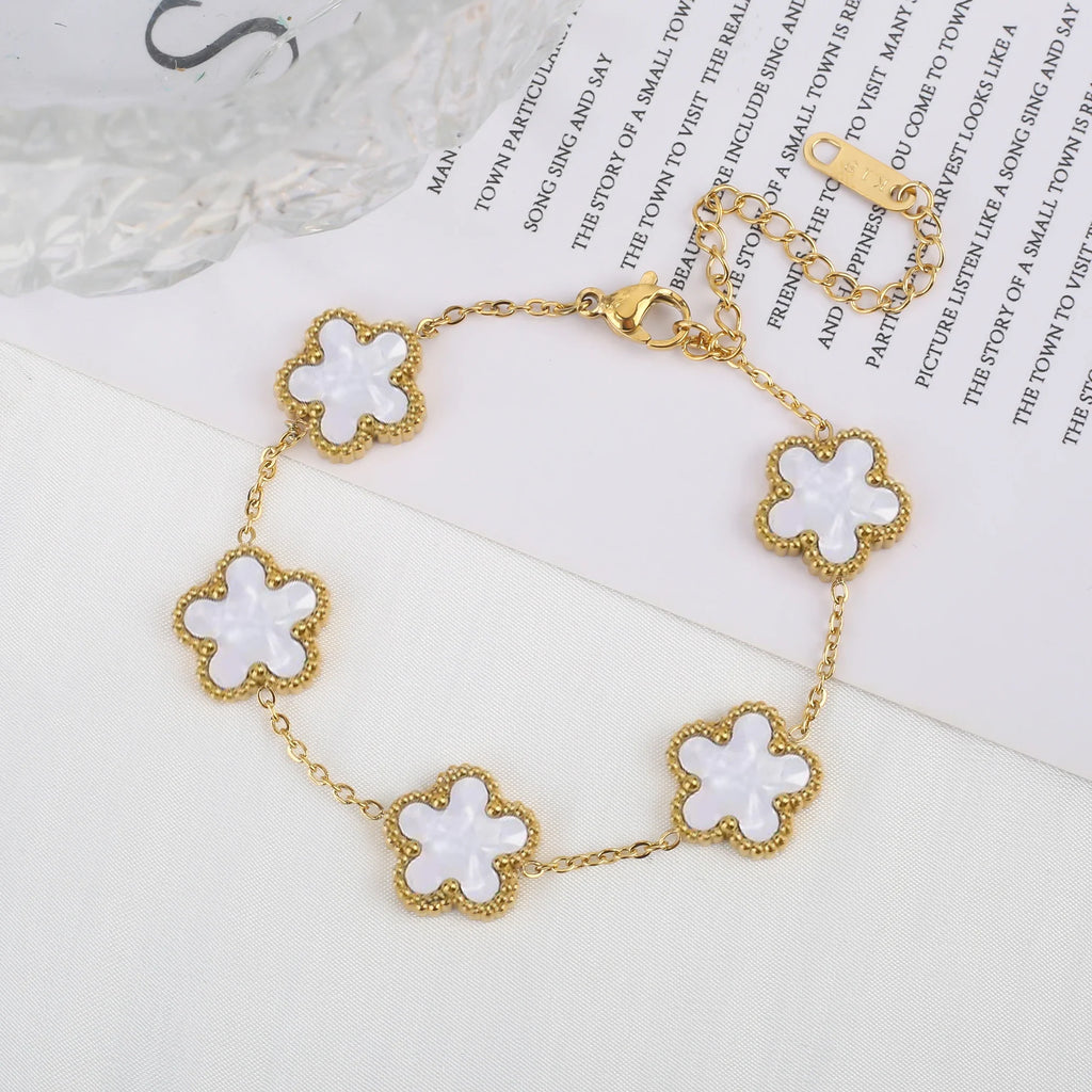 Klassisches Edelstahl Fünf-Blumen-Armband für Damen Shop Nory