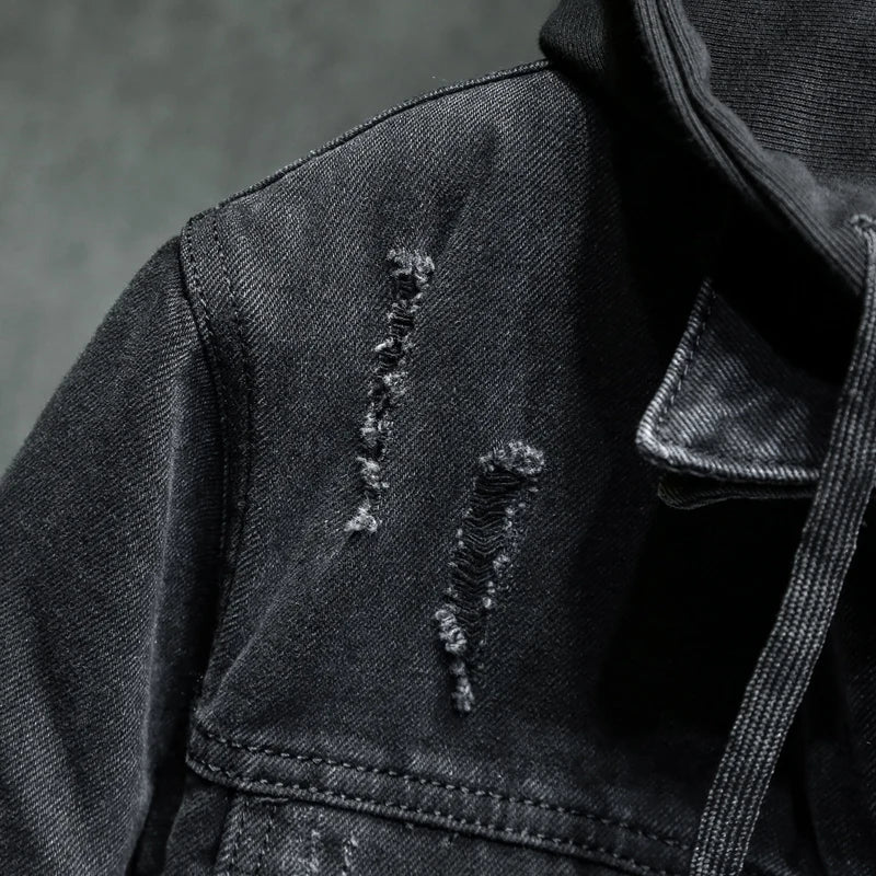 Herren Jeansjacke mit modernem Kapuzenpulli
