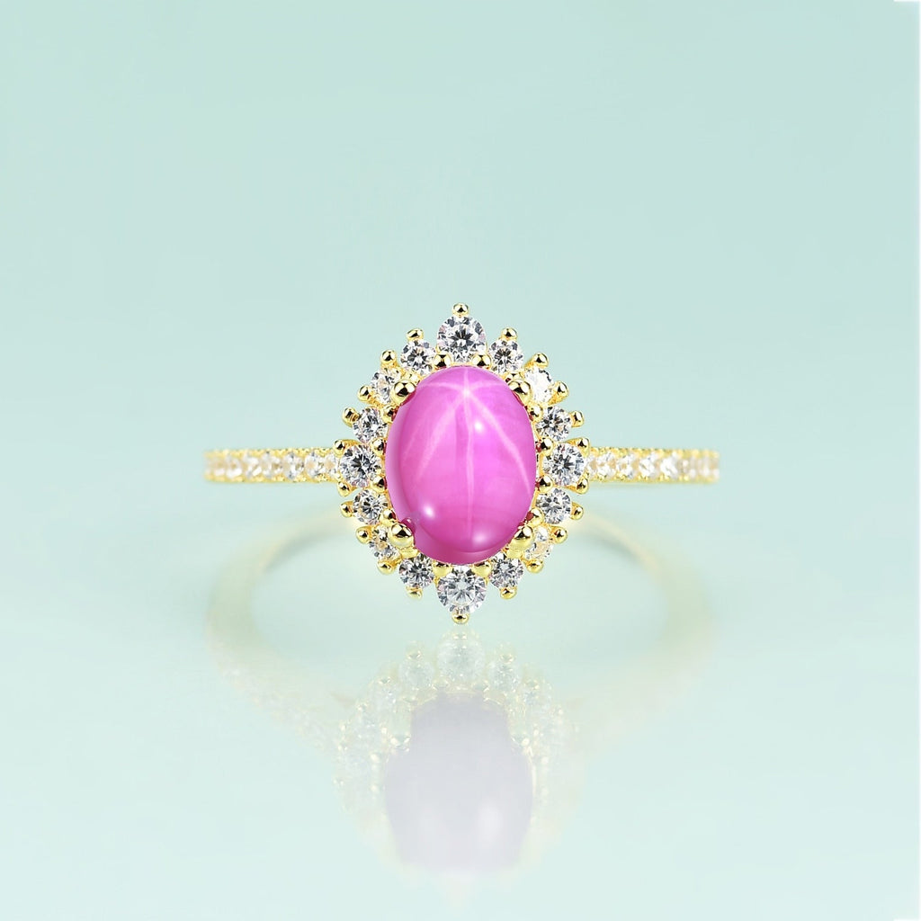 Sternrubinring 14K Gold Prinzessin Diana Replik Verlobungsring | Shop Nory